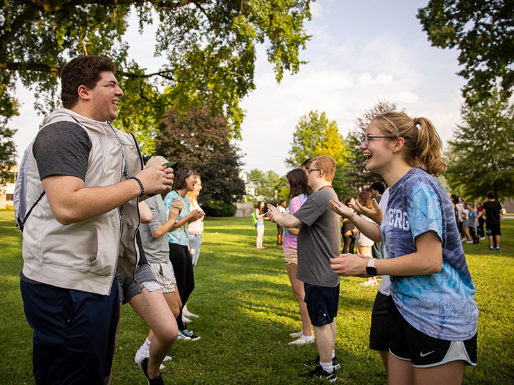 Students participate in team building activities as they get to know one another during Fall Orientation.